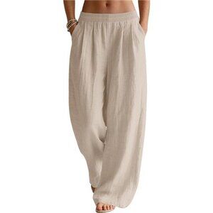 Linen Pants Women Wide Leg Khaki
